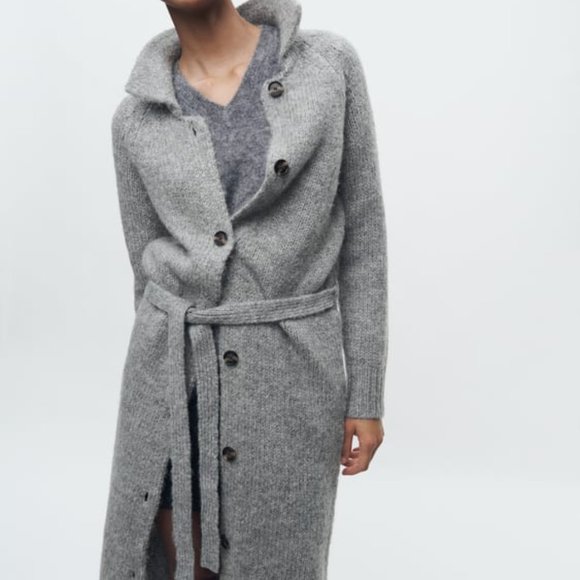 NWT ZARA BELTED LONG KNIT CARDIGAN S, M, L 9598 - Picture 2 of 8
